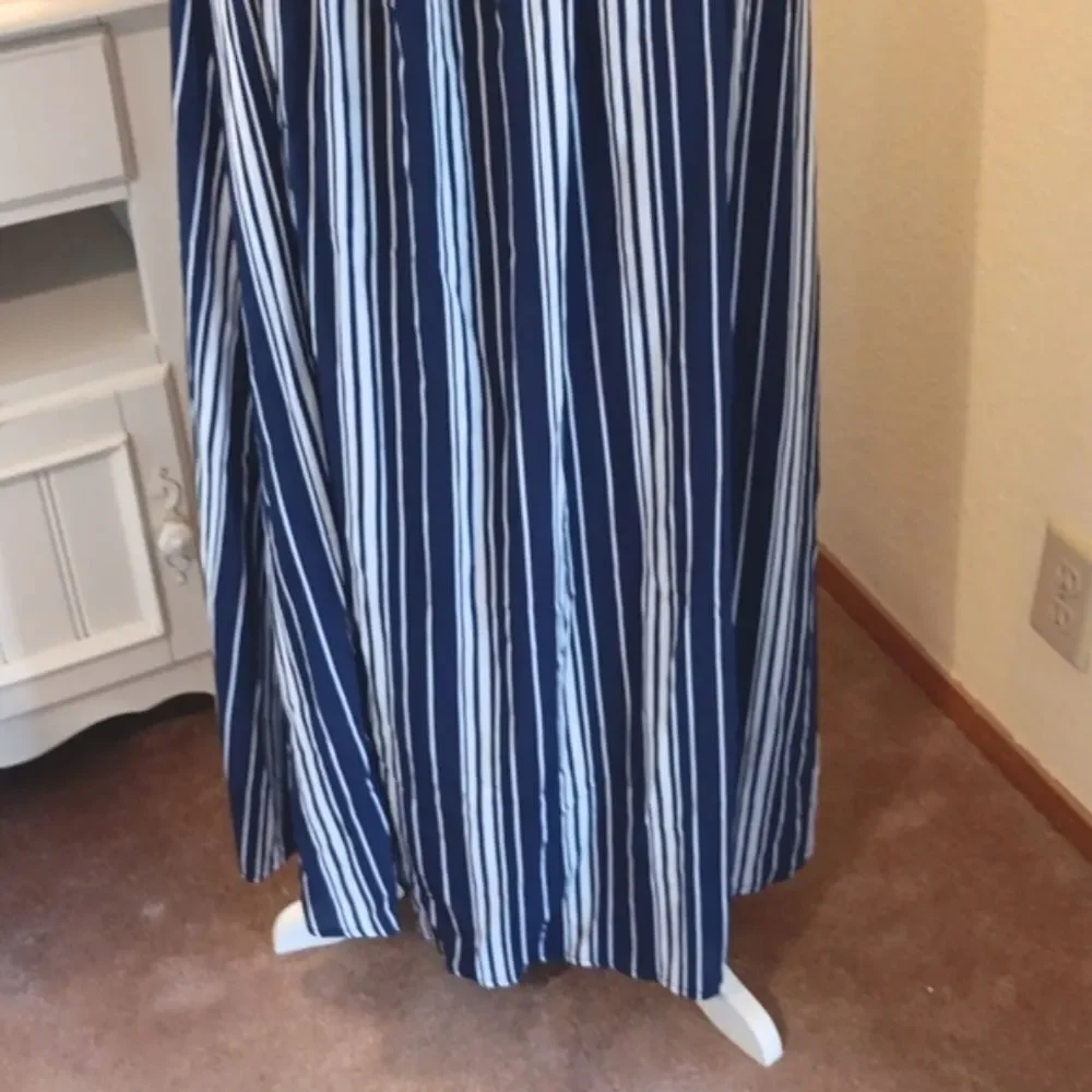 Zaful Navy and White Striped Maxi Dress. Nautical. Festival. Beachy.